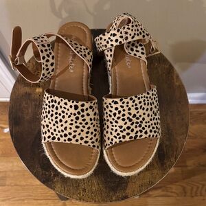 Altar'd State Tan and Black Spotted Sandals